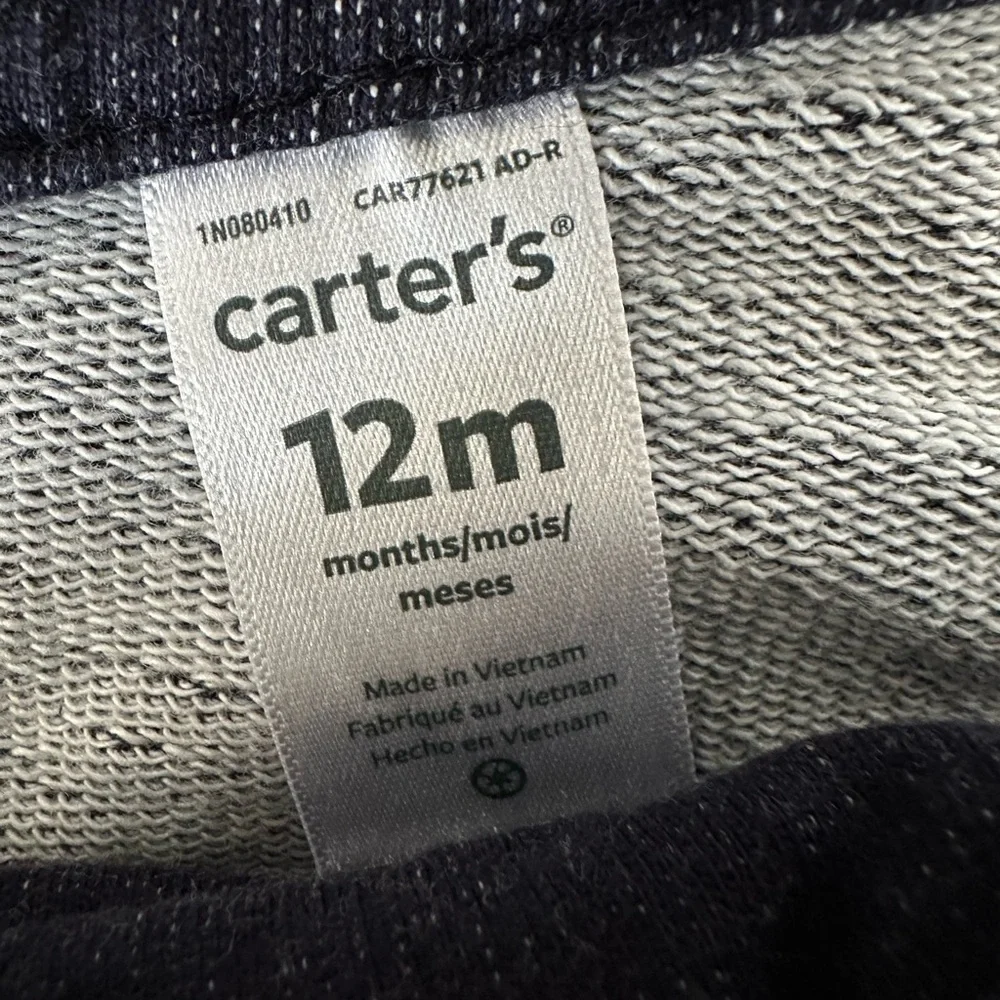 New Carter’s Baby Boy Dark Faux Denim 12 Month Overalls Shortalls One Piece